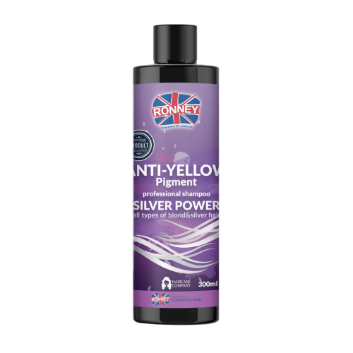 Ronney Shampoo Silver Power Anti-Yellow Pigment - Szampon Do Włosów Blond, Rozjaśnianych I Siwych 300 Ml