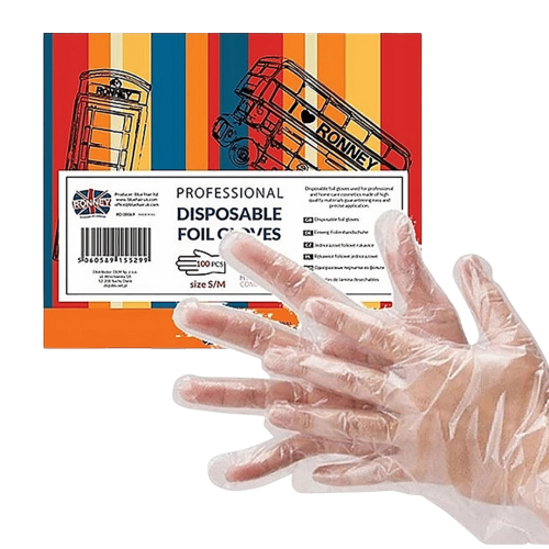 RONNEY Professional Jednorazowe rękawiczki foliowe S/M 100 szt./paczka